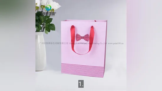 Bolsa de regalo de papel con impresión rosa personalizada de gran venta