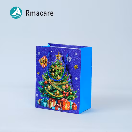 Bolsas de papel para regalo de Navidad coloridas con asa y logotipo personalizado de alta calidad ODM OEM