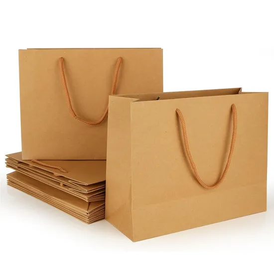 Bolsa de regalo de papel para compras con asa y tamaño grande con logotipo personalizado