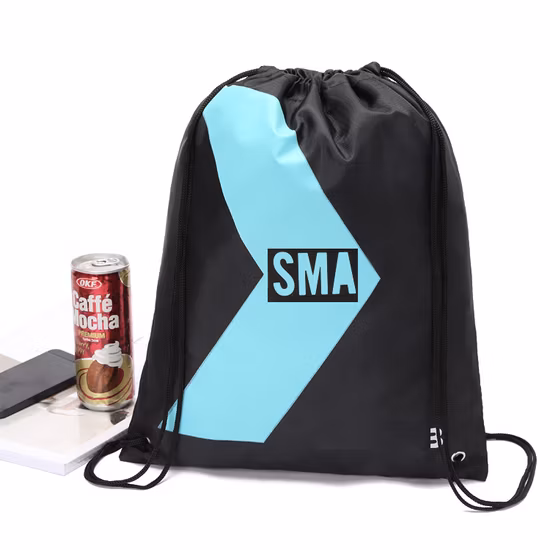 Mochila con cordón y logotipo personalizado de RPET, bolsa de compras de poliéster reciclado para gimnasio