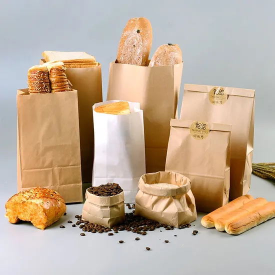 Bolsas de papel kraft marrón resistentes a la grasa con impresión personalizada para comida rápida