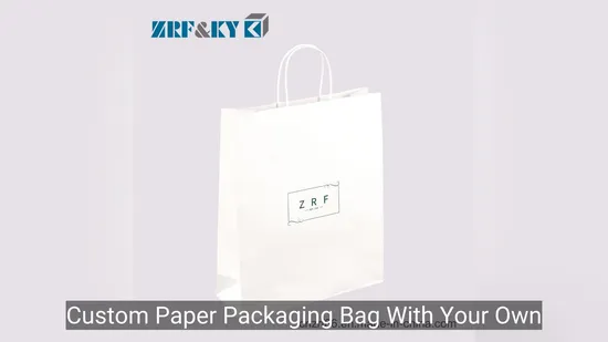 Bolsas de papel kraft blancas personalizadas con asas para ropa, compras y regalos, para venta al por mayor.