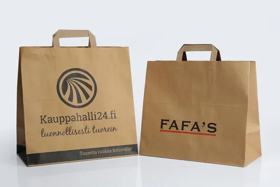 Bolsa de papel para compras con logotipo impreso personalizado, caja de papel Kraft biodegradable con asa, venta al por mayor