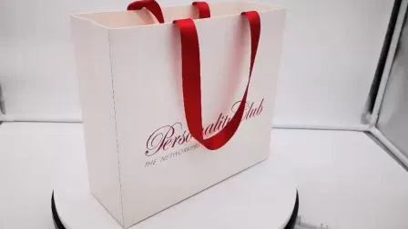 Bolsa de compras de papel reciclable personalizada con cinta Bolsa de papel personalizada con logotipo