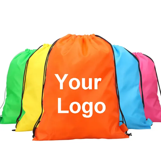 Bolsas con cordón impermeables con logotipo personalizado 2025, bolsa Oxford con cordón para regalo promocional